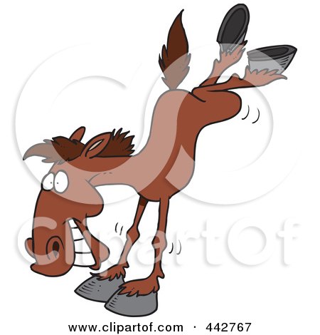 Royalty-Free (RF) Clip Art Illustration of a Cartoon Bucking Horse by toonaday