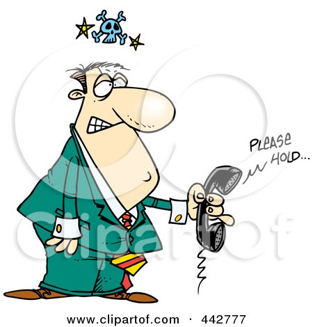 Royalty-Free (RF) Clip Art Illustration of a Cartoon Mad Businessman On Hold by toonaday