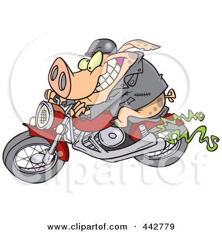 Royalty-Free (RF) Clip Art Illustration of a Cartoon Biker Pig by toonaday