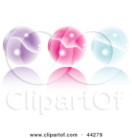 Clipart Illustration of a Collage Of Purple, Pink And Blue Shiny Crystal Balls by kaycee