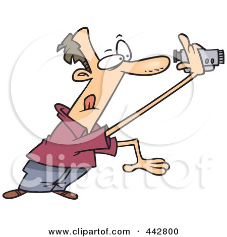Royalty-Free (RF) Clip Art Illustration of a Cartoon Man Recording A Home Video by toonaday