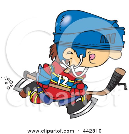 Royalty-Free (RF) Clip Art Illustration of a Cartoon Boy Hockey Player by toonaday