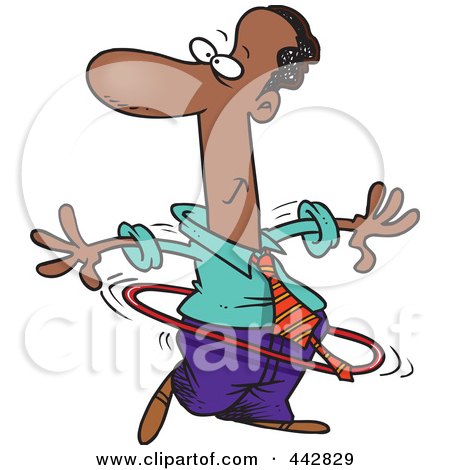 Royalty-Free (RF) Clip Art Illustration of a Cartoon Black Businessman Using A Hula Hoop by toonaday