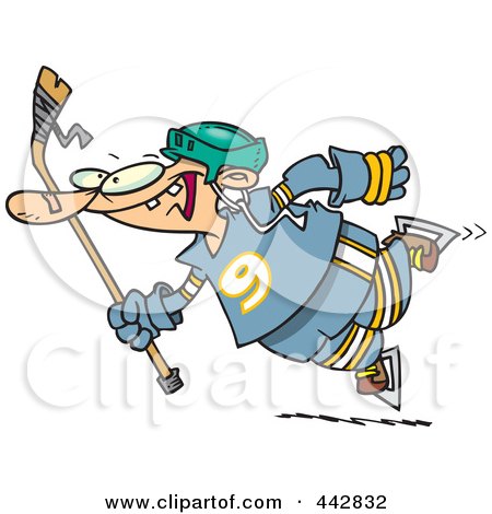 Royalty-Free (RF) Clip Art Illustration of a Cartoon Leaping Hockey Player by toonaday