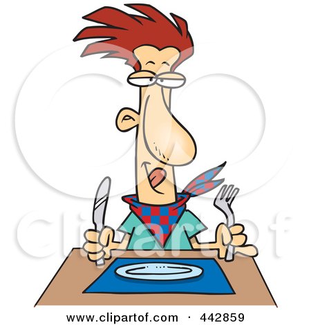 Cartoon Hungry Man Waiting For His Dinner Posters, Art Prints by - Interior  Wall Decor #442859