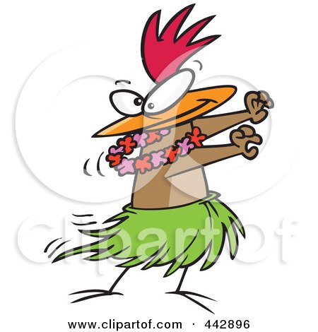 Royalty-Free (RF) Clip Art Illustration of a Cartoon Chicken Hula Dancing by toonaday