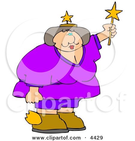 Obese Fairy Holding a Star Wand Clipart by djart