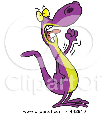 Royalty-Free (RF) Clip Art Illustration of a Cartoon Mad Lizard Waving His Fist by toonaday