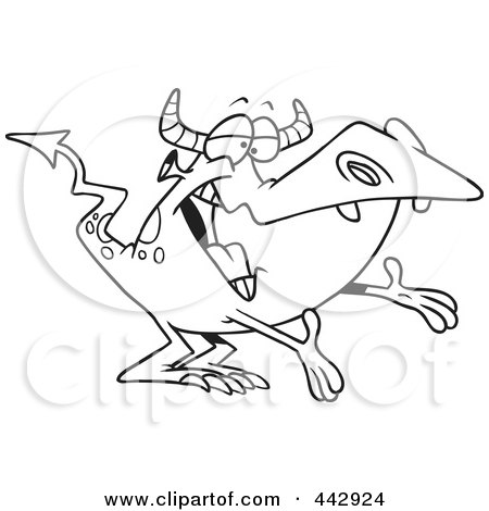 Royalty-Free (RF) Clip Art Illustration of a Cartoon Black And White Outline Design Of A Monster Waiting For A Hug by toonaday
