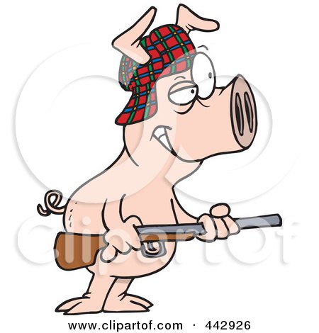 Royalty-Free (RF) Clip Art Illustration of a Cartoon Hunter Pig by toonaday