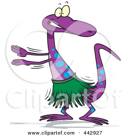 Royalty-Free (RF) Clip Art Illustration of a Cartoon Gecko Hula Dancing by toonaday