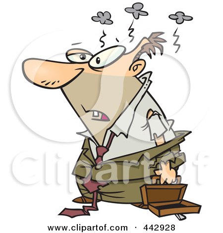 Royalty-Free (RF) Clip Art Illustration of a Cartoon Roughed Up Businessman by toonaday