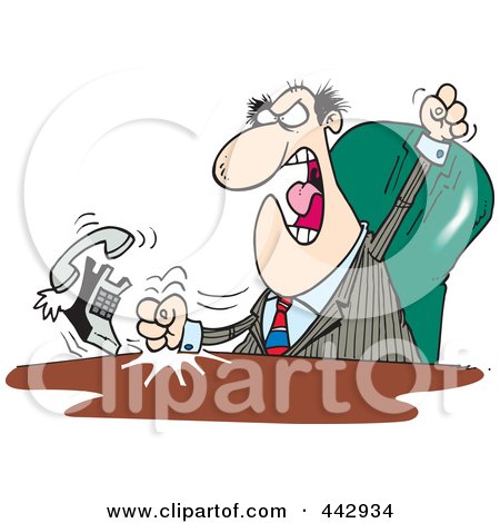 Royalty-Free (RF) Clip Art Illustration of a Cartoon Mad Boss Banging His Fists On His Desk by toonaday