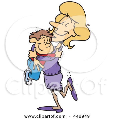 Royalty-Free (RF) Clip Art Illustration of a Cartoon Mom Hugging Her Son by toonaday