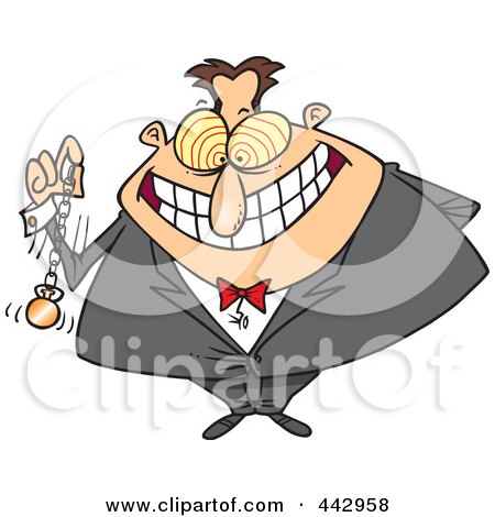 Royalty-Free (RF) Clip Art Illustration of a Cartoon Hypnotist Swinging A Pocket Watch by toonaday