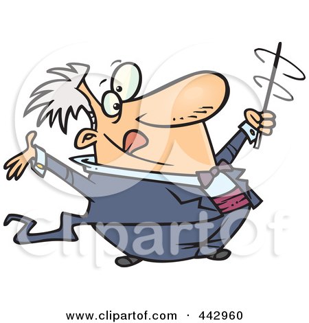 Royalty-Free (RF) Clip Art Illustration of a Cartoon Music Conductor Swirling His Baton by toonaday