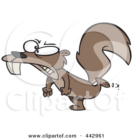 Royalty-Free (RF) Clip Art Illustration of a Cartoon Mad Squirrel Stomping by toonaday