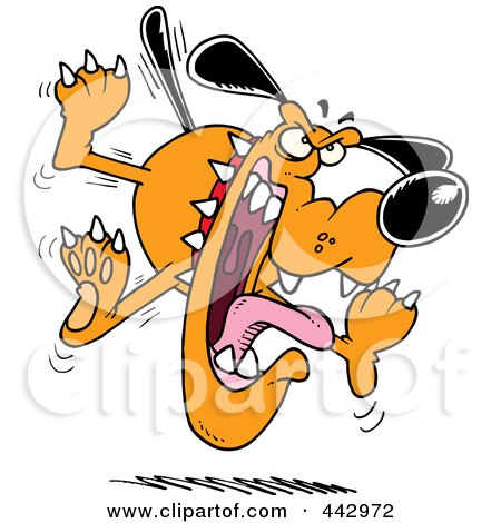 Royalty-Free (RF) Clip Art Illustration of a Cartoon Mad Attacking Dog by toonaday