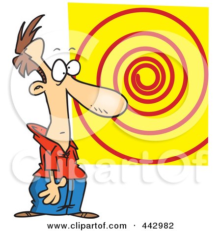 Royalty-Free (RF) Clip Art Illustration of a Cartoon Hypnotized Man Staring At A Spiral by toonaday