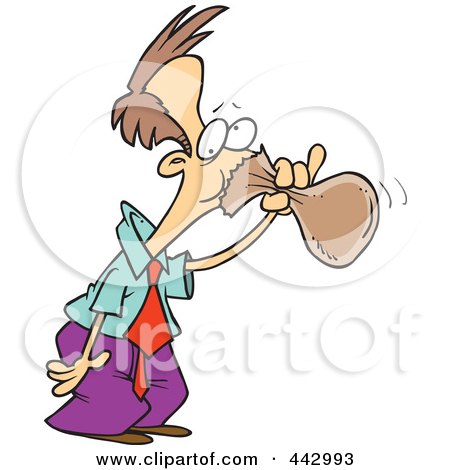 Royalty-Free (RF) Clip Art Illustration of a Cartoon Businessman Hyperventilating Into A Bag by toonaday