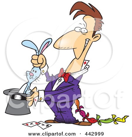 Royalty-Free (RF) Clip Art Illustration of a Cartoon Magician With A Rabbit In A Hat by toonaday