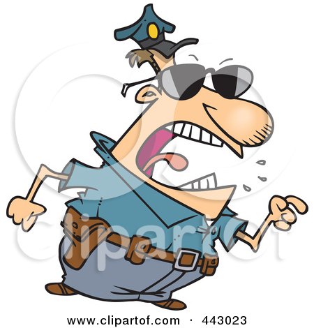 Royalty-Free (RF) Clip Art Illustration of a Cartoon Mad Police Man Pointing His Finger by toonaday