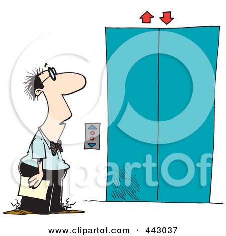 Royalty-Free (RF) Clip Art Illustration of a Cartoon Businessman Waiting For An Elevator by toonaday
