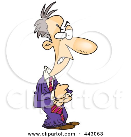 Royalty-Free (RF) Clip Art Illustration of a Cartoon Mad Businessman Slapping His Fist In His Hand by toonaday