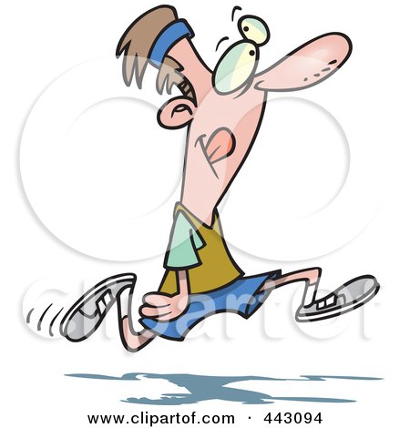 Royalty-Free (RF) Clip Art Illustration of a Cartoon Happy Man Jogging by toonaday