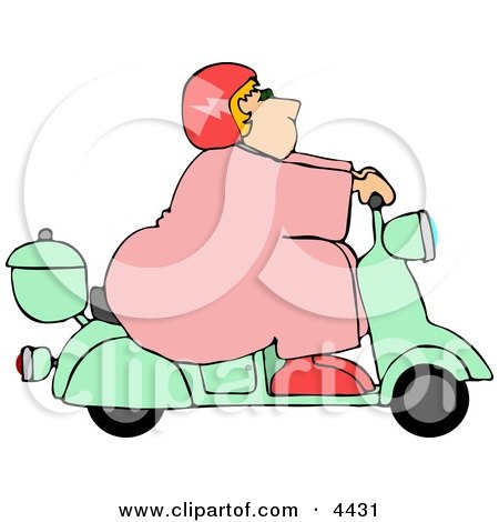 Obese/Fat Woman Driving a Scooter Moped Clipart by djart
