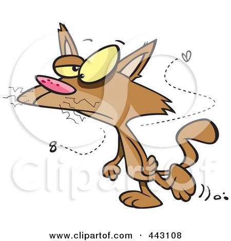 Royalty-Free (RF) Clip Art Illustration of a Cartoon Mangy Stinky Cat Walking Upright by toonaday