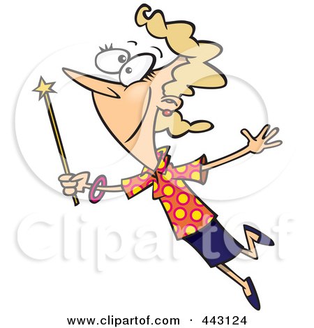 Royalty-Free (RF) Clip Art Illustration of a Cartoon Woman With A Magic Wand by toonaday