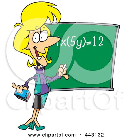 Royalty-Free (RF) Clip Art Illustration of a Cartoon Female Math Teacher During Class by toonaday