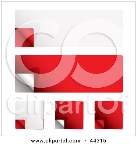 Royalty-free (RF) Clip Art Of Red and White Banners and Tags with Corner Curl by michaeltravers