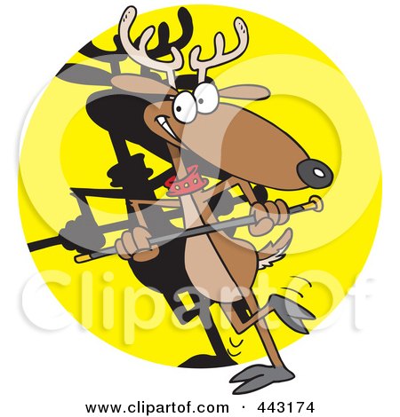 Royalty-Free (RF) Clip Art Illustration of a Cartoon Dancing Reindeer by toonaday
