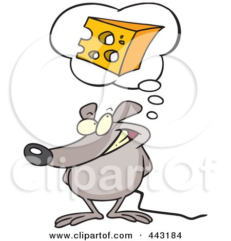 Royalty-Free (RF) Clip Art Illustration of a Cartoon Mouse Daydreaming Of Cheese by toonaday