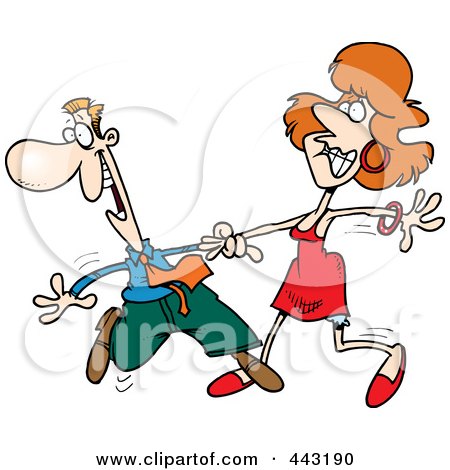 Royalty-Free (RF) Clip Art Illustration of a Cartoon Man Stepping On His Dancing Partner's Foot by toonaday