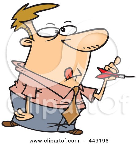 Royalty-Free (RF) Clip Art Illustration of a Cartoon Businessman Throwing Darts by toonaday
