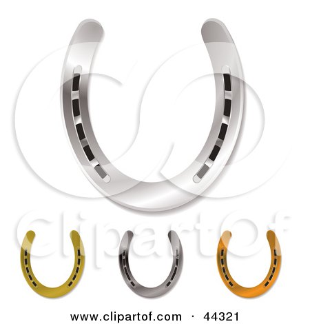 Royalty-free (RF) Clip Art Of Four Assorted Horseshoes by michaeltravers