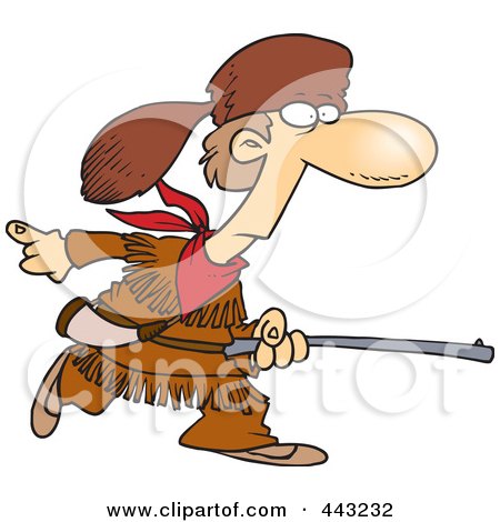 Royalty-Free (RF) Clip Art Illustration of a Cartoon Davey Crocket Hunting by toonaday