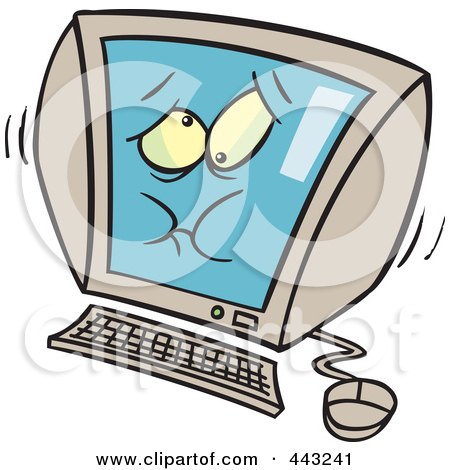 Royalty-Free (RF) Clip Art Illustration of a Cartoon Bloating Computer by toonaday