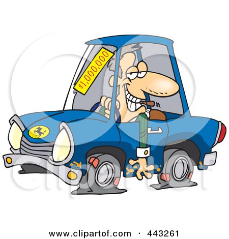 Royalty-Free (RF) Clip Art Illustration of a Cartoon Deceptive Car Salesman by toonaday