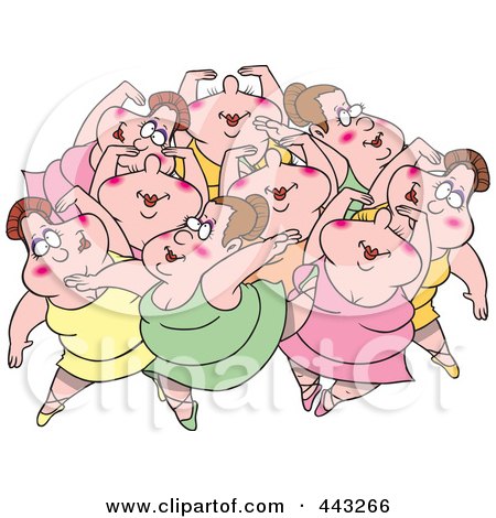 Royalty-Free (RF) Clip Art Illustration of Cartoon Nine Ladies Dancing by toonaday