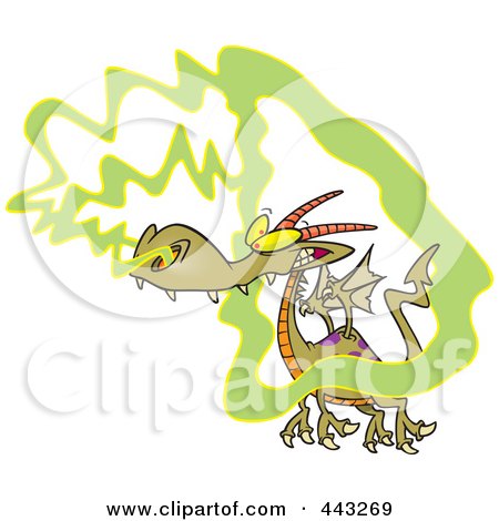 Royalty-Free (RF) Clip Art Illustration of a Cartoon Dragon Catching A Whiff by toonaday