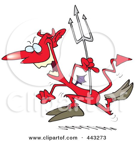 Royalty-Free (RF) Clip Art Illustration of a Cartoon Hopping Devil by toonaday