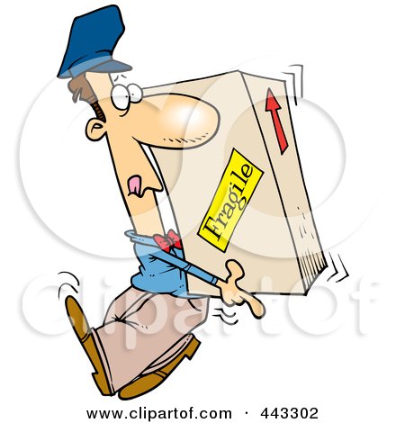 Royalty-Free (RF) Clip Art Illustration of a Cartoon Delivery Man Carrying A Heavy Box by toonaday