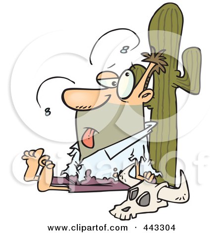 Royalty-Free (RF) Clip Art Illustration of a Cartoon Man Stranded In The Desert by toonaday