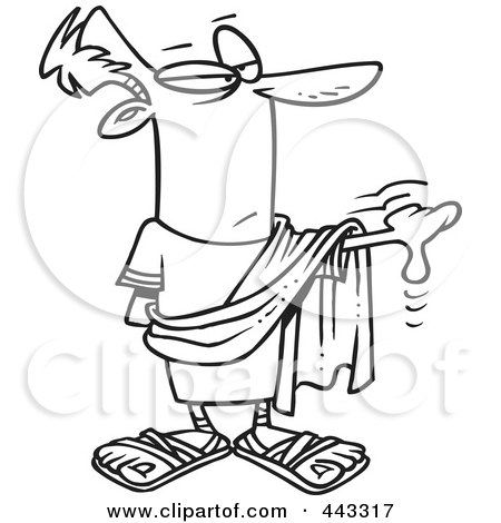 Royalty-Free (RF) Clip Art Illustration of a Cartoon Black And White Outline Design Of A Decision Maker Pointing by toonaday