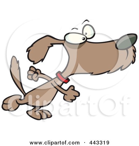 Royalty-Free (RF) Clip Art Illustration of a Cartoon Determined Dog Stomping by toonaday