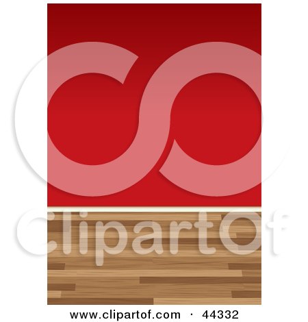 Royalty-free (RF) Clip Art Of Wood Floors And Red Painted Wall Background by michaeltravers